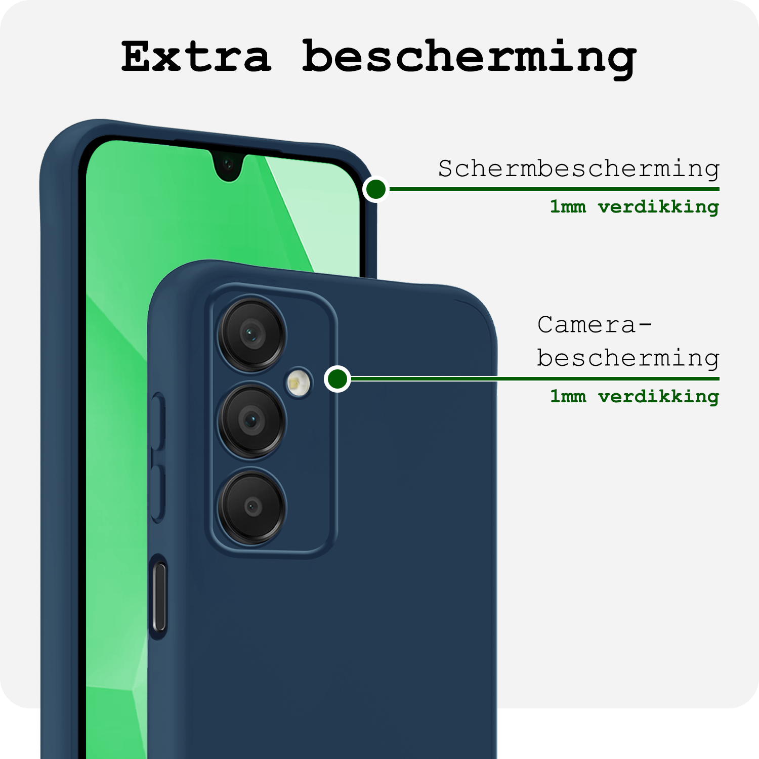 BASEY. Hoes Geschikt voor Samsung A16 Hoesje Siliconen Back Cover Case - Hoesje Geschikt voor Samsung Galaxy A16 Hoes Cover Hoesje - Donkerblauw
