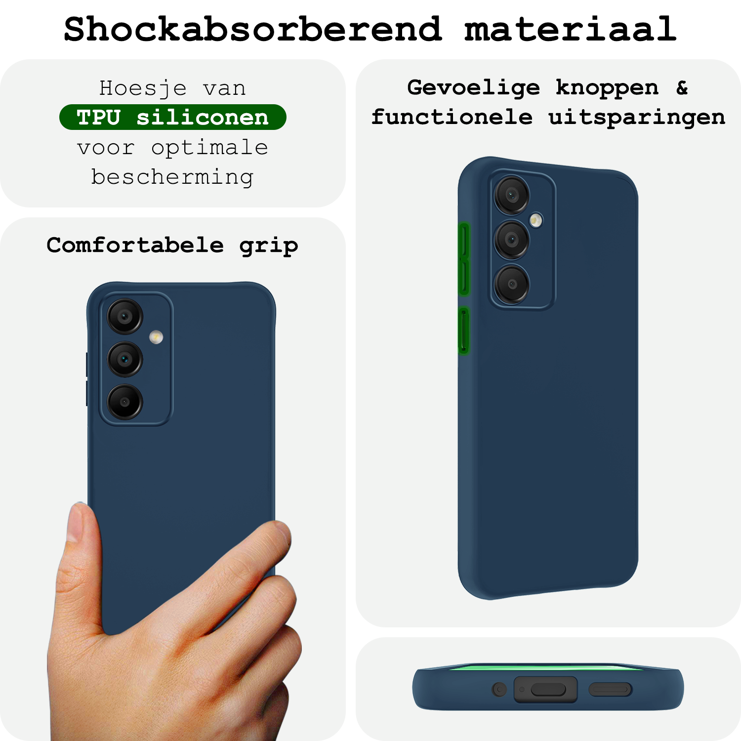 BASEY. Hoes Geschikt voor Samsung A16 Hoesje Siliconen Back Cover Case - Hoesje Geschikt voor Samsung Galaxy A16 Hoes Cover Hoesje - Donkerblauw