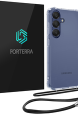 Forterra Hoesje Geschikt voor Samsung A16 Case Siliconen Hoes Met Koord - Hoes Geschikt voor Samsung Galaxy A16 Met Telefoonkoord Hoesje Back Cover - Transparant