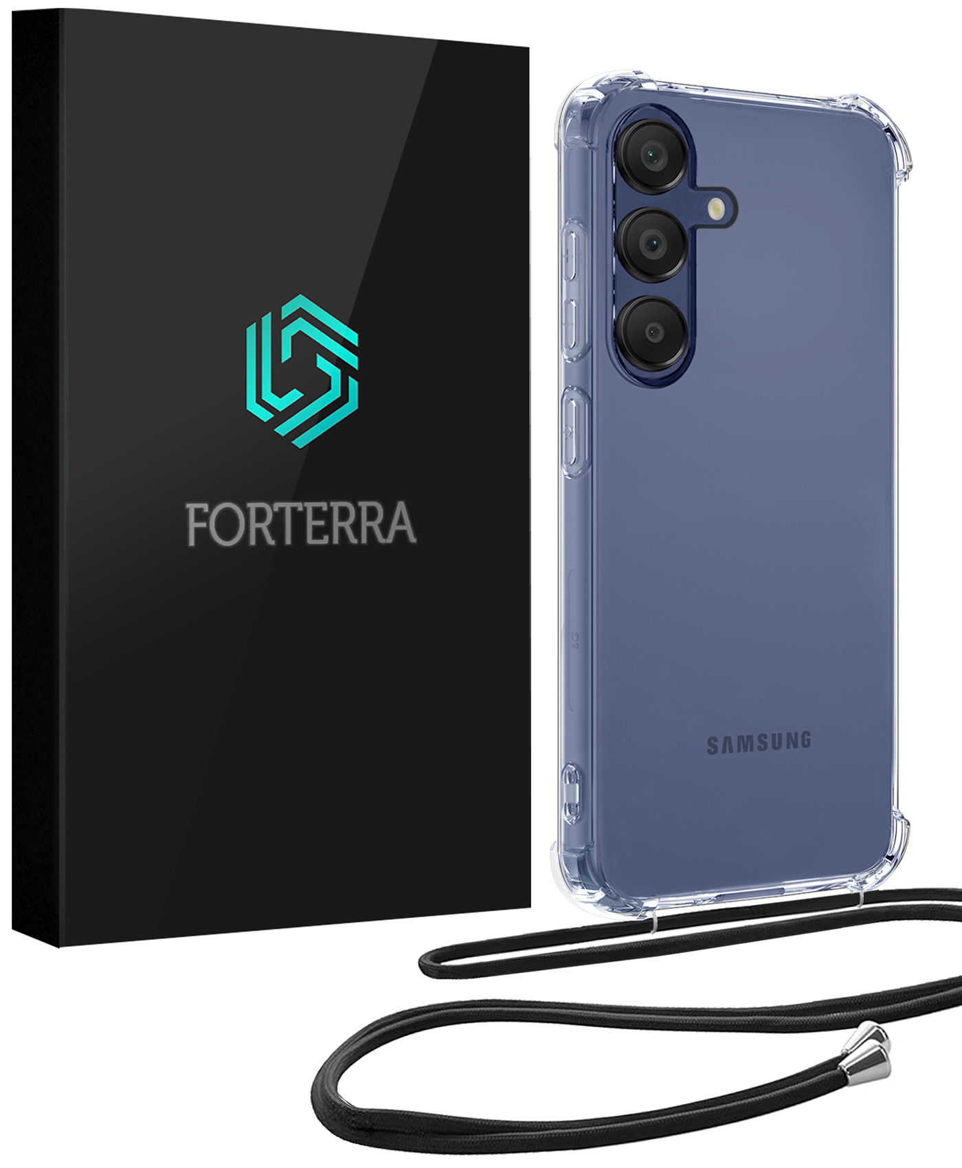 Forterra Hoesje Geschikt voor Samsung A16 Case Siliconen Hoes Met Koord - Hoes Geschikt voor Samsung Galaxy A16 Met Telefoonkoord Hoesje Back Cover - Transparant