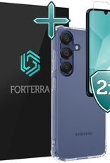 Forterra Hoesje Geschikt voor Samsung A16 Case Shockproof Siliconen Hoes Met 2x Screenprotector - Hoes Geschikt voor Samsung Galaxy A16 Hoesje Shock Proof Back Cover - Transparant