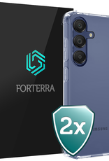 Forterra Hoesje Geschikt voor Samsung A16 Case Shockproof Siliconen Hoes - Hoes Geschikt voor Samsung Galaxy A16 Hoesje Shock Proof Back Cover - Transparant - 2 PACK