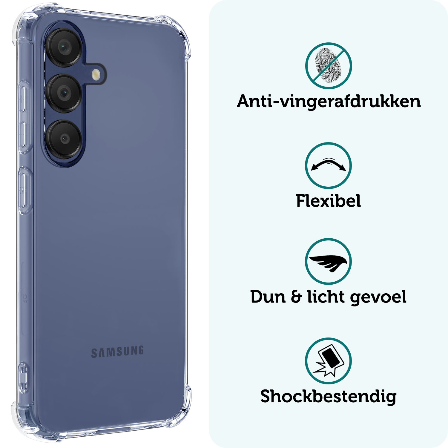 Forterra Hoesje Geschikt voor Samsung A16 Case Shockproof Siliconen Hoes - Hoes Geschikt voor Samsung Galaxy A16 Hoesje Shock Proof Back Cover - Transparant