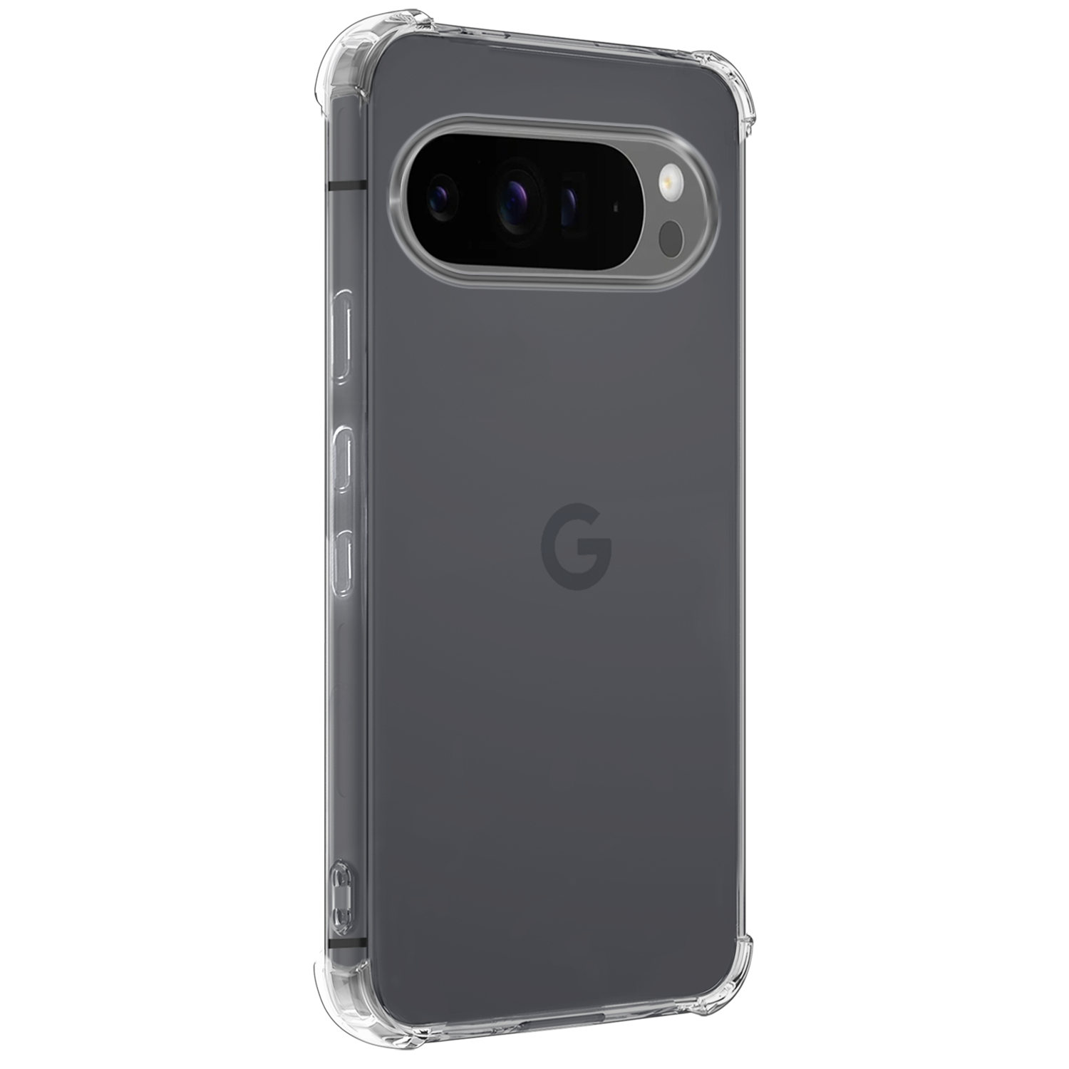 BASEY. Hoesje Geschikt voor Google Pixel 9 Pro XL Hoesje Siliconen Shock Proof Case Hoes Met 2x Screenprotector - Hoes Geschikt voor Google Pixel 9 Pro XL Hoes Cover Case Shockproof - Transparant