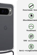 BASEY. Hoesje Geschikt voor Google Pixel 9 Pro XL Hoesje Siliconen Shock Proof Hoesje Met Koord Case Met Telefoonkoord - Hoes Geschikt voor Google Pixel 9 Pro XL Hoesje Cover Shockproof Met Koord - Transparant