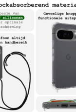 BASEY. Hoesje Geschikt voor Google Pixel 9 Pro XL Hoesje Siliconen Shock Proof Hoesje Met Koord Case Met Telefoonkoord - Hoes Geschikt voor Google Pixel 9 Pro XL Hoesje Cover Shockproof Met Koord - Transparant