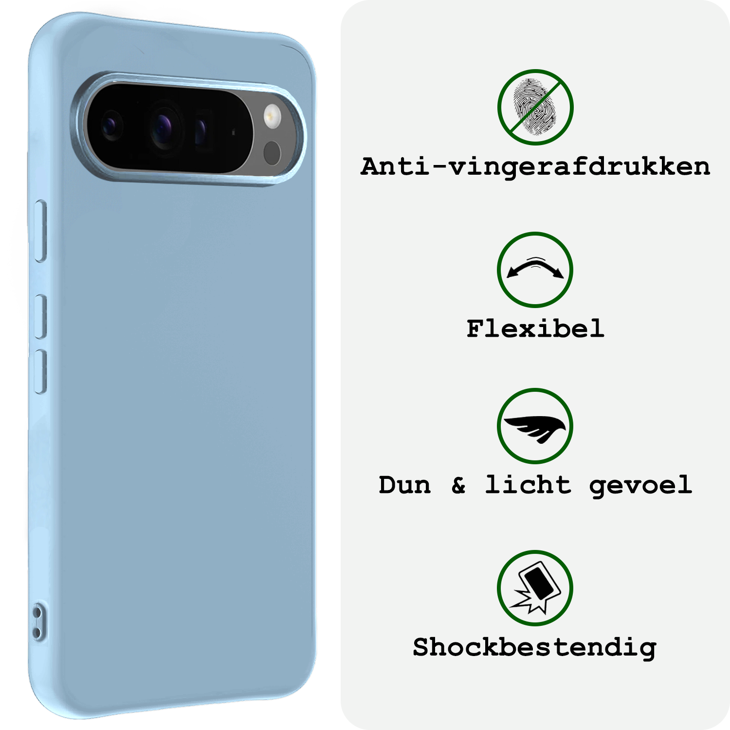 BASEY. Hoesje Geschikt voor Google Pixel 9 Pro XL Hoesje Siliconen Case Hoes - Hoes Geschikt voor Google Pixel 9 Pro XL Hoes Cover Case - Lichtblauw