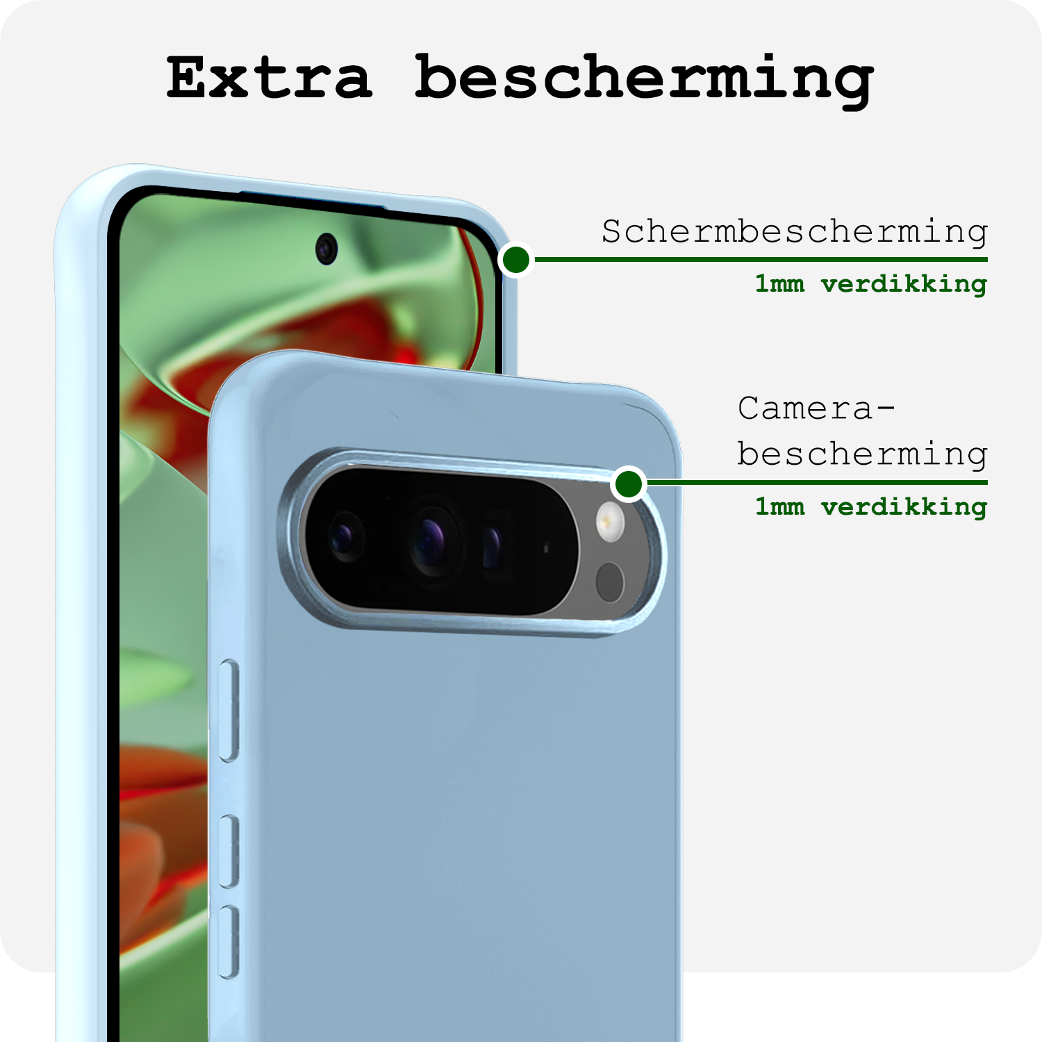 BASEY. Hoesje Geschikt voor Google Pixel 9 Pro XL Hoesje Siliconen Case Hoes - Hoes Geschikt voor Google Pixel 9 Pro XL Hoes Cover Case - Lichtblauw