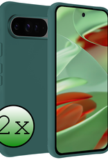 BASEY. Hoesje Geschikt voor Google Pixel 9 Pro XL Hoesje Siliconen Case Hoes - Hoes Geschikt voor Google Pixel 9 Pro XL Hoes Cover Case - Donkergroen - 2 PACK