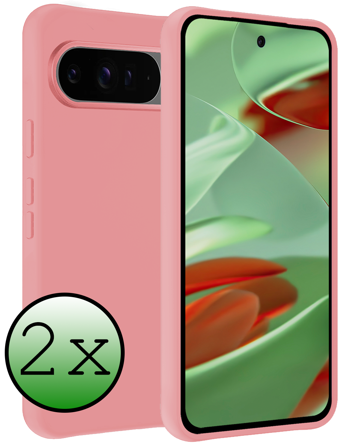 BASEY. Hoesje Geschikt voor Google Pixel 9 Pro XL Hoesje Siliconen Case Hoes - Hoes Geschikt voor Google Pixel 9 Pro XL Hoes Cover Case - Lichtroze - 2 PACK