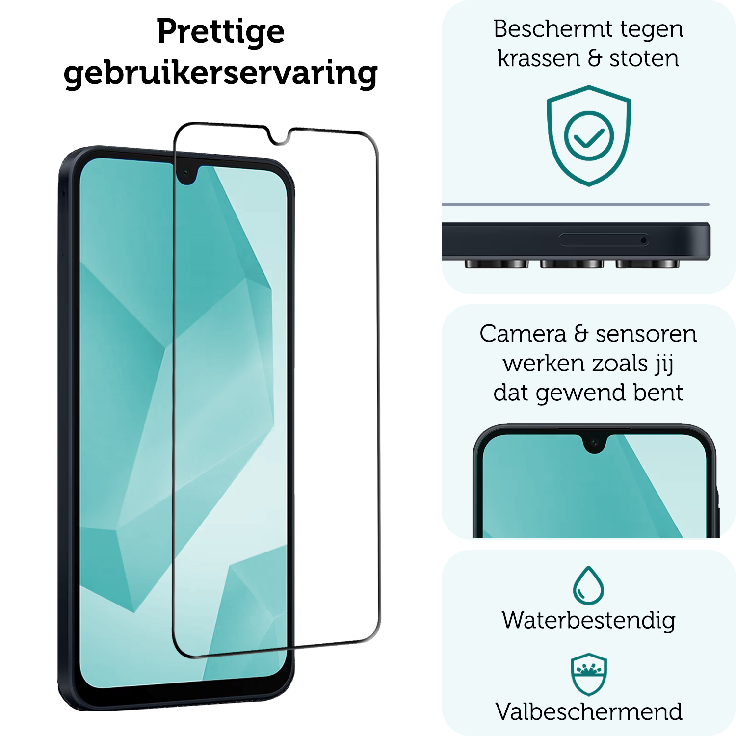 Forterra Screenprotector Geschikt voor Samsung A16 Screenprotector Glas Gehard Screen Full Cover - Screen Protector Geschikt voor Samsung Galaxy A16 Screenprotector Tempered Glass - 2 PACK