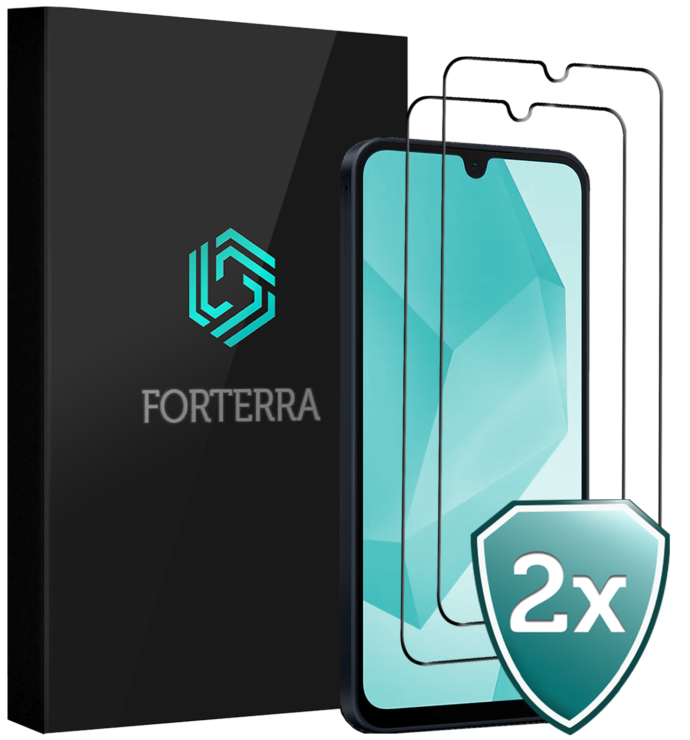 Forterra Screenprotector Geschikt voor Samsung A16 Screenprotector Glas Gehard Screen Full Cover - Screen Protector Geschikt voor Samsung Galaxy A16 Screenprotector Tempered Glass - 2 PACK