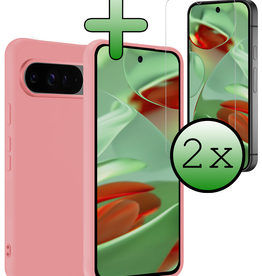 BASEY. BASEY. Google Pixel 9 Pro XL Hoesje Siliconen Met 2x Screenprotector - Lichtroze