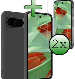 BASEY. BASEY. Google Pixel 9 Pro XL Hoesje Siliconen Met 2x Screenprotector - Zwart
