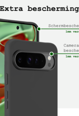 BASEY. Hoesje Geschikt voor Google Pixel 9 Pro XL Hoesje Siliconen Case Hoes Met 2x Screenprotector - Hoes Geschikt voor Google Pixel 9 Pro XL Hoes Cover Case - Zwart