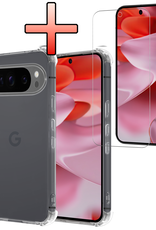 NoXx Hoesje Geschikt voor Google Pixel 9 Pro XL Hoesje Siliconen Shock Proof Case Hoes Met Screenprotector - Hoes Geschikt voor Google Pixel 9 Pro XL Hoes Cover Case Shockproof - Transparant