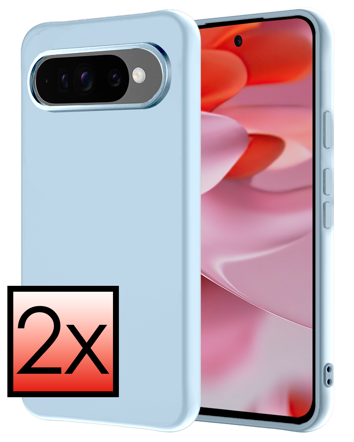 NoXx Hoesje Geschikt voor Google Pixel 9 Pro XL Hoesje Siliconen Case Hoes - Hoes Geschikt voor Google Pixel 9 Pro XL Hoes Cover Case - Lichtblauw - 2 PACK
