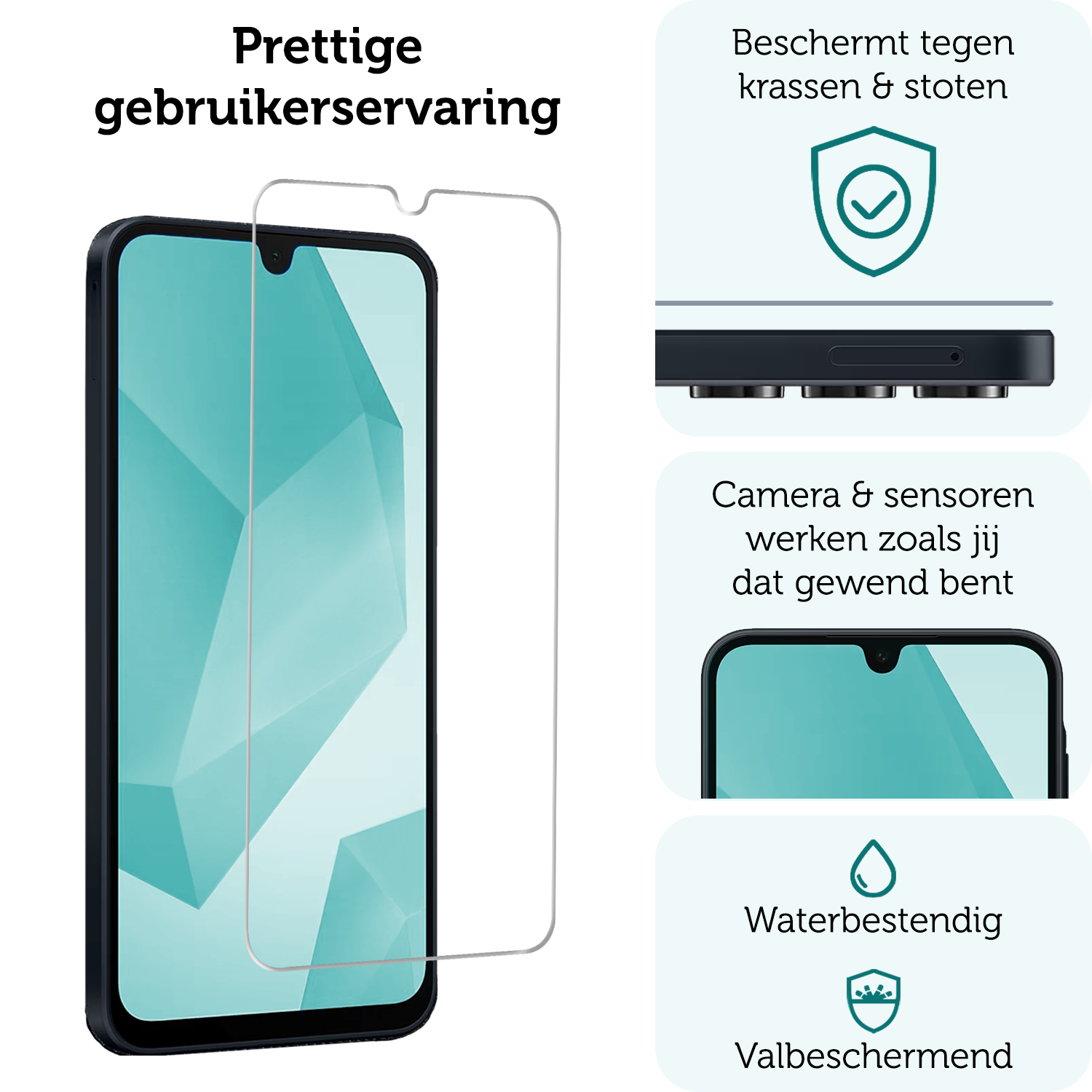 Forterra Screenprotector Geschikt voor Samsung A16 Screenprotector Glas Gehard Screen Cover - Screen Protector Geschikt voor Samsung Galaxy A16 Screenprotector Tempered Glass - 3 PACK