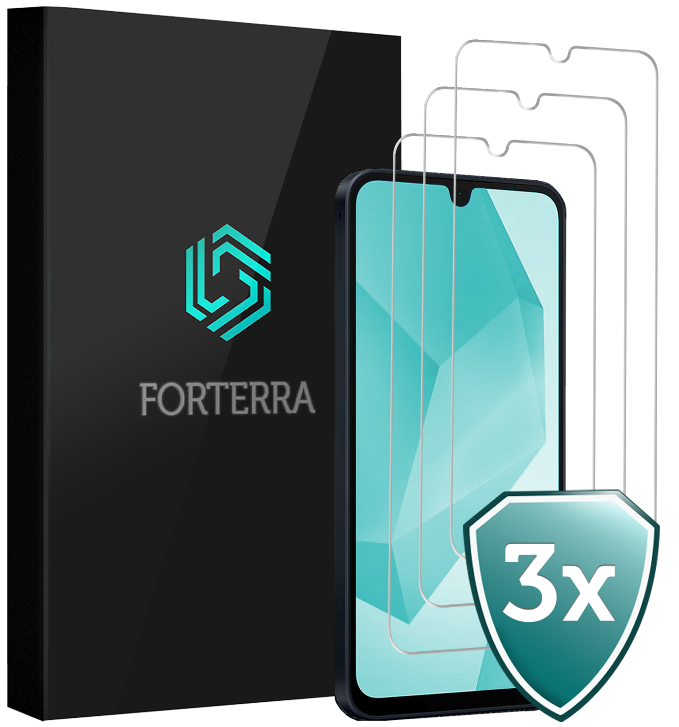 Forterra Screenprotector Geschikt voor Samsung A16 Screenprotector Glas Gehard Screen Cover - Screen Protector Geschikt voor Samsung Galaxy A16 Screenprotector Tempered Glass - 3 PACK