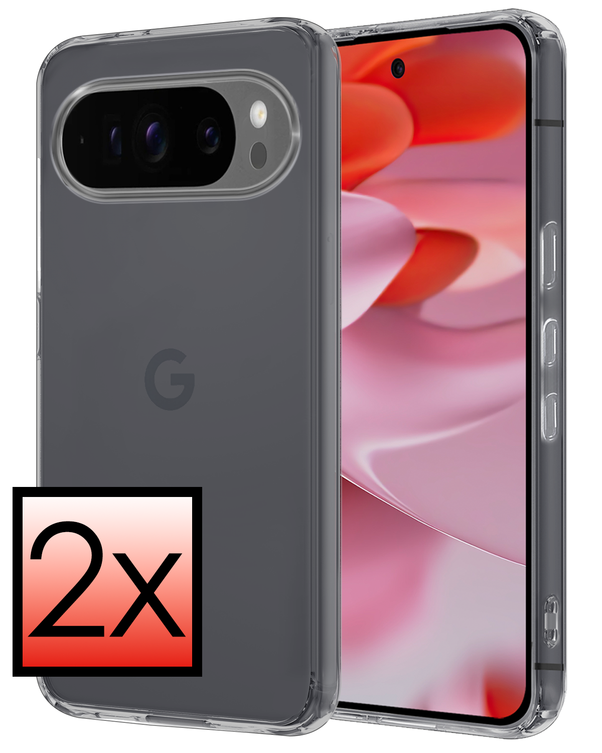 NoXx Hoesje Geschikt voor Google Pixel 9 Pro XL Hoesje Siliconen Case Hoes - Hoes Geschikt voor Google Pixel 9 Pro XL Hoes Cover Case - Transparant - 2 PACK