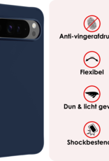 NoXx Hoesje Geschikt voor Google Pixel 9 Pro XL Hoesje Siliconen Case Hoes Met Screenprotector - Hoes Geschikt voor Google Pixel 9 Pro XL Hoes Cover Case - Donkerblauw