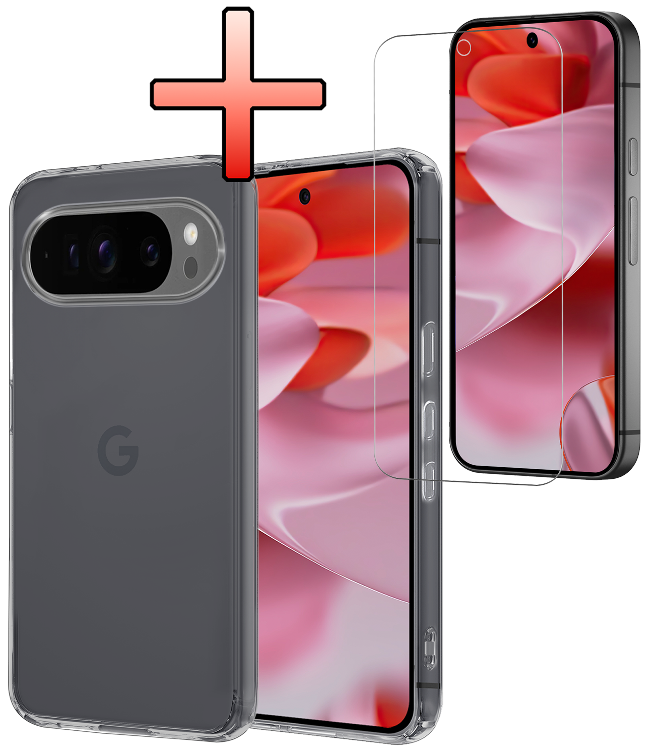 NoXx Hoesje Geschikt voor Google Pixel 9 Pro XL Hoesje Siliconen Case Hoes Met Screenprotector - Hoes Geschikt voor Google Pixel 9 Pro XL Hoes Cover Case - Transparant