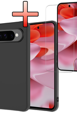 NoXx Hoesje Geschikt voor Google Pixel 9 Pro XL Hoesje Siliconen Case Hoes Met Screenprotector - Hoes Geschikt voor Google Pixel 9 Pro XL Hoes Cover Case - Zwart