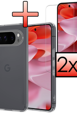 NoXx Hoesje Geschikt voor Google Pixel 9 Pro XL Hoesje Siliconen Case Hoes Met 2x Screenprotector - Hoes Geschikt voor Google Pixel 9 Pro XL Hoes Cover Case - Transparant