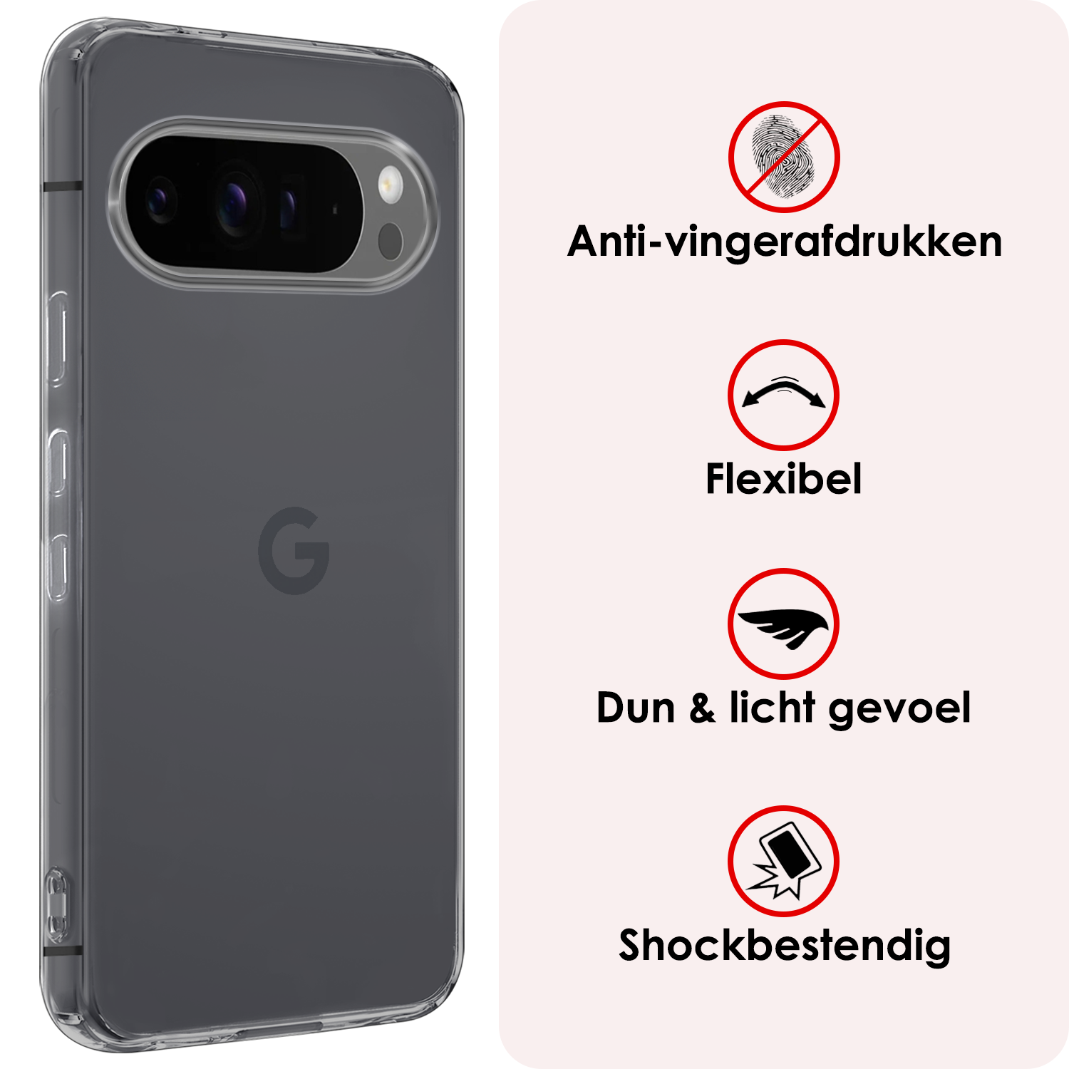 NoXx Hoesje Geschikt voor Google Pixel 9 Pro XL Hoesje Siliconen Case Hoes Met 2x Screenprotector - Hoes Geschikt voor Google Pixel 9 Pro XL Hoes Cover Case - Transparant