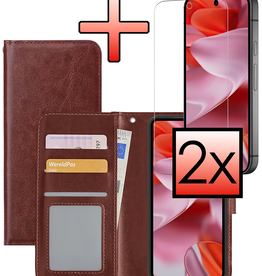 NoXx NoXx Google Pixel 9 Pro XL Hoesje Bookcase Met 2x Screenprotector - Bruin