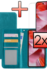 NoXx Hoesje Geschikt voor Google Pixel 9 Pro XL Hoesje Book Case Hoes Portemonnee Cover Walletcase Met 2x Screenprotector - Hoes Geschikt voor Google Pixel 9 Pro XL Hoes Bookcase Hoesje - Turquoise