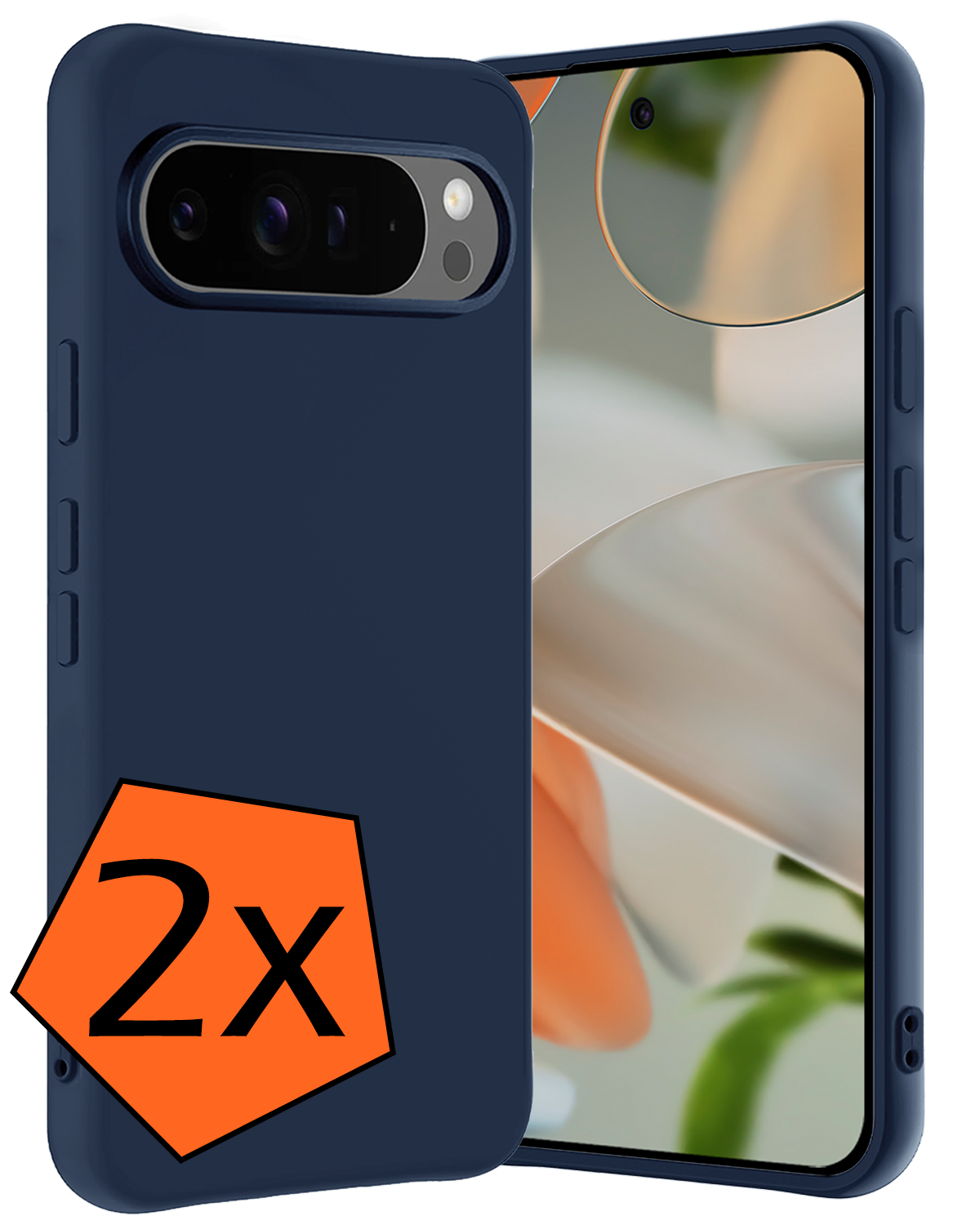 Nomfy Hoesje Geschikt voor Google Pixel 9 Pro XL Hoesje Siliconen Case Hoes - Hoes Geschikt voor Google Pixel 9 Pro XL Hoes Cover Case - Donkerblauw - 2 PACK
