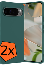 Nomfy Hoesje Geschikt voor Google Pixel 9 Pro XL Hoesje Siliconen Case Hoes - Hoes Geschikt voor Google Pixel 9 Pro XL Hoes Cover Case - Donkergroen - 2 PACK