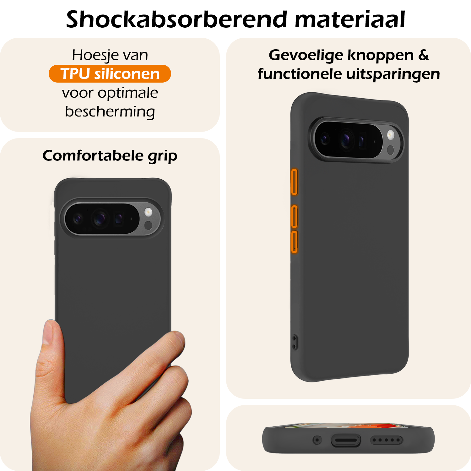 Nomfy Hoesje Geschikt voor Google Pixel 9 Pro XL Hoesje Siliconen Case Hoes - Hoes Geschikt voor Google Pixel 9 Pro XL Hoes Cover Case - Zwart - 2 PACK