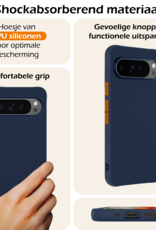Nomfy Hoesje Geschikt voor Google Pixel 9 Pro XL Hoesje Siliconen Case Hoes Met Screenprotector - Hoes Geschikt voor Google Pixel 9 Pro XL Hoes Cover Case - Donkerblauw
