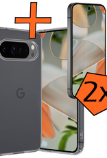 Nomfy Hoesje Geschikt voor Google Pixel 9 Pro XL Hoesje Siliconen Case Hoes Met 2x Screenprotector - Hoes Geschikt voor Google Pixel 9 Pro XL Hoes Cover Case - Transparant