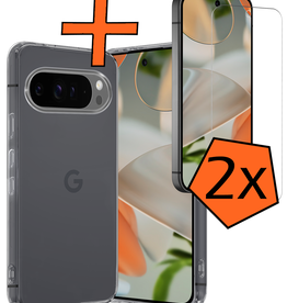 Nomfy Nomfy Google Pixel 9 Pro XL Hoesje Siliconen Met 2x Screenprotector - Transparant