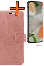 Nomfy Hoesje Geschikt voor Google Pixel 9 Pro XL Hoesje Book Case Hoes Portemonnee Cover Walletcase Met Screenprotector - Hoes Geschikt voor Google Pixel 9 Pro XL Hoes Bookcase Hoesje - Rosé goud