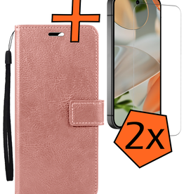 Nomfy Nomfy Google Pixel 9 Pro XL Hoesje Bookcase Met 2x Screenprotector - Rose Goud