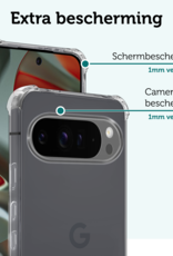 Forterra Hoesje Geschikt voor Google Pixel 9 Pro XL Hoesje Siliconen Shock Proof Case Hoes - Hoes Geschikt voor Google Pixel 9 Pro XL Hoes Cover Case Shockproof - Transparant - 2 PACK