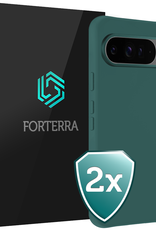 Forterra Hoesje Geschikt voor Google Pixel 9 Pro XL Hoesje Siliconen Case Hoes - Hoes Geschikt voor Google Pixel 9 Pro XL Hoes Cover Case - Donkergroen - 2 PACK