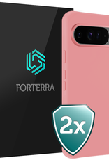 Forterra Hoesje Geschikt voor Google Pixel 9 Pro XL Hoesje Siliconen Case Hoes - Hoes Geschikt voor Google Pixel 9 Pro XL Hoes Cover Case - Lichtroze - 2 PACK