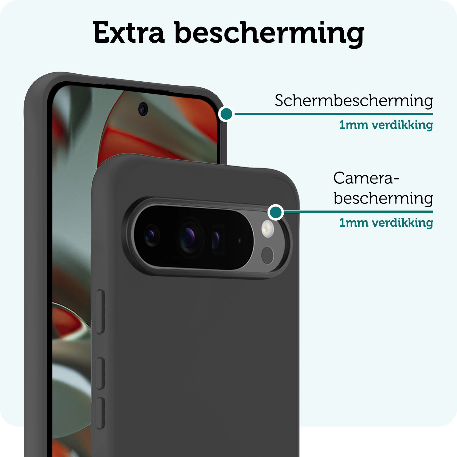 Forterra Hoesje Geschikt voor Google Pixel 9 Pro XL Hoesje Siliconen Case Hoes - Hoes Geschikt voor Google Pixel 9 Pro XL Hoes Cover Case - Zwart - 2 PACK
