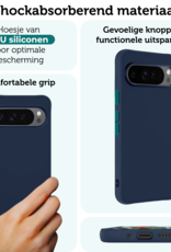 Forterra Hoesje Geschikt voor Google Pixel 9 Pro XL Hoesje Siliconen Case Hoes Met Screenprotector - Hoes Geschikt voor Google Pixel 9 Pro XL Hoes Cover Case - Donkerblauw