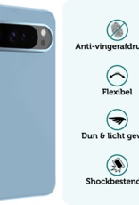 Forterra Hoesje Geschikt voor Google Pixel 9 Pro XL Hoesje Siliconen Case Hoes Met 2x Screenprotector - Hoes Geschikt voor Google Pixel 9 Pro XL Hoes Cover Case - Lichtblauw