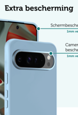 Forterra Hoesje Geschikt voor Google Pixel 9 Pro XL Hoesje Siliconen Case Hoes Met 2x Screenprotector - Hoes Geschikt voor Google Pixel 9 Pro XL Hoes Cover Case - Lichtblauw