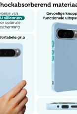 Forterra Hoesje Geschikt voor Google Pixel 9 Pro XL Hoesje Siliconen Case Hoes Met 2x Screenprotector - Hoes Geschikt voor Google Pixel 9 Pro XL Hoes Cover Case - Lichtblauw