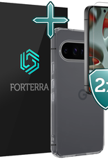Forterra Hoesje Geschikt voor Google Pixel 9 Pro XL Hoesje Siliconen Case Hoes Met 2x Screenprotector - Hoes Geschikt voor Google Pixel 9 Pro XL Hoes Cover Case - Transparant