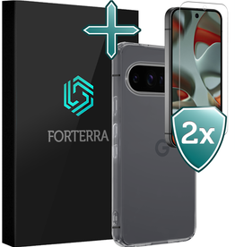 Forterra Forterra Google Pixel 9 Pro XL Hoesje Siliconen Met 2x Screenprotector - Transparant