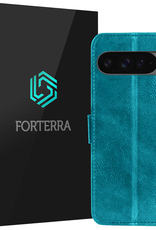 Forterra Hoesje Geschikt voor Google Pixel 9 Pro XL Hoesje Book Case Hoes Portemonnee Cover Walletcase - Hoes Geschikt voor Google Pixel 9 Pro XL Hoes Bookcase Hoesje - Turquoise